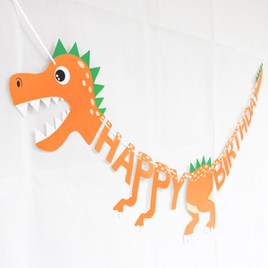 FUXIN Nouvelle bannière de fête d'anniversaire en forme de dinosaure, lettres suspendues, joyeux anniversaire, bannière écologique, matériau en carton durable, décoration de fête - Product Image 2