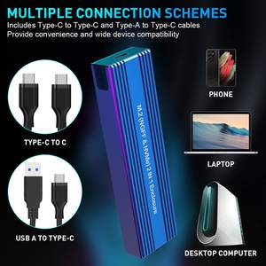 Adattatore Enclosure M.2 NVME USB 3.2 Dual Protocol 10Gbps, Case per Disco Rigido SSD SATA NGFF USB3.1 GEN2 - Product Image 3