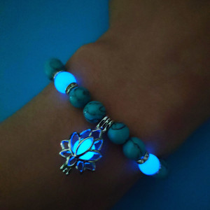<span class=keywords><strong>Pulsera</strong></span> Luminosa de curación para hombres y mujeres, brazalete luminoso con cuentas de loto que brillan en la oscuridad, para rezar, budista, piedra Natural - Product Image 4