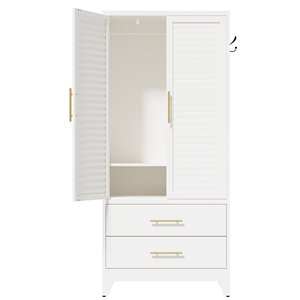 White 2-Door Metal <b>Wardrobe</b> Closet with Drawers, 71" Cold Rolled Steel Cabinet for Bedroom, <b>Small</b> Apartment, Dorm, Easy Assembly - Product Image 6
