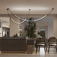 Suspension LED linéaire moderne à hauteur réglable, ovale en métal, pour îlot de cuisine, salle à manger, éclairage de projet, installation facile