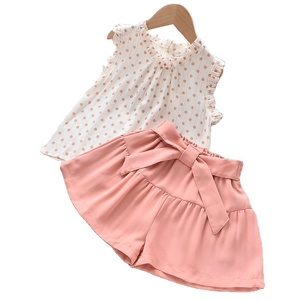 Ropa de Verano para Bebés, Camisa de Lunares para Niñas Pequeñas, Pantalones Cortos, Conjuntos de Ropa de Boutique para Niñas de Alta Calidad, Conjuntos de 2 Piezas - Product Image 1