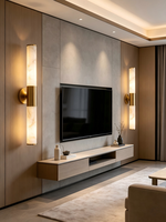 Applique murale contemporaine avec abat-jour cylindrique en marbre, finition cuivre, LED E27, lumière blanc chaud 2700K, éclairage mural pour hôtel