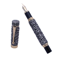 Stylo à Plume de Calligraphie en Argent Antique Style Jinhao Huabiao pour Étudiant, Cadeau Rétro, 1 Pièce