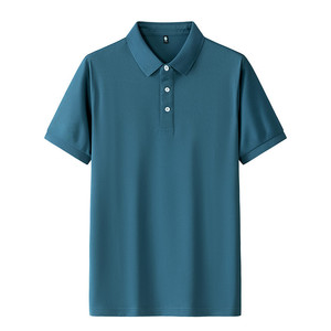 Polo Shirt Short Sleeve Solid Color Polyester Breathable Daily Wear - Product Image 1