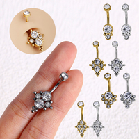 YC Factory Low MOQ 316L Edelstahl Rhombus Zirkon Bauch Ring Frau Piercing Schmuck Nabel Ring