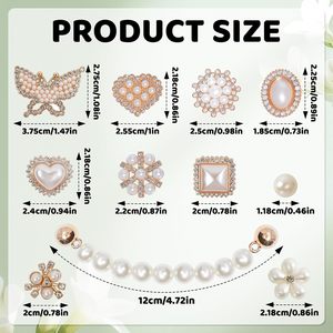 Breloques de chaussures en chaîne pour femmes, accessoires de décoration DIY pour sabots, avec perles, fleurs, strass, décorations mignonnes et brillantes - Product Image 3