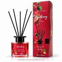 Luxe 120ml geurstokjes diffuser set met glazen fles en zwarte vezelstokjes voor private label groothandel