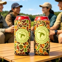 Protège-canettes pliables en néoprène de 3 mm, motif camouflage, pour canettes de bière, pour la faune, les voyages, les pique-niques décontractés