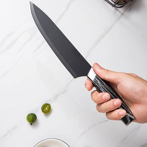 Ensemble de couteaux couperet en acier inoxydable antiadhésifs de six pièces fini en marbre noir Chef <span class=keywords><strong>boucher</strong></span> approuvé pour <span class=keywords><strong>la</strong></span> cuisine - Product Image 3