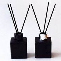 Bouteille diffuseur de parfum en verre de luxe, noire mate, carrée, 50ml, 100ml, 200ml, avec embout fileté, pour diffuseur de parfum d'ambiance.