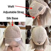 Prix d'usine, stock disponible : Perruque courte à base de soie, 100% cheveux humains vierges bruts, effet cuir chevelu naturel, coupe pixie, carré court, cheveux courts dégradés