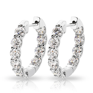 ZHUANGYEE <strong>Solid</strong> <strong>14K</strong> White <strong>Gold</strong> <strong>Earrings</strong> 1.0CT White Lab Diamond Round Brilliant Cutting 20MM Hoop <strong>Earrings</strong> CVD HPHT - Product Image 3