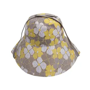 Sombrero de pescador Jacquard Floral, sombrero de pescador de ala ancha con cordón, para verano