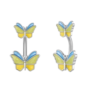 Set di 10 <span class=keywords><strong>Piercing</strong></span> per <span class=keywords><strong>Ombelico</strong></span> in Acciaio 316L con Farfalle, Fiori e Serpenti, Gioielli per il Corpo con Zirconi in Acciaio Inossidabile - Product Image 5