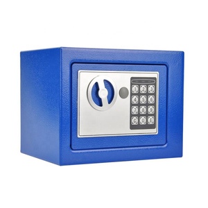 Mini coffre-fort bleu, serrure numérique électronique, forme cubique, pour la maison, le bureau, le stockage de bijoux et d'argent liquide - Product Image 1