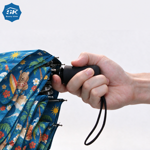 Parapluie pliant Surfing Bear Tropical Beach, protection UV, portable, coupe-vent, parasol soleil/pluie, imprimé dessin animé bord de mer - Product Image 3