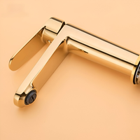 Robinet Mitigeur de Lavabo Minimaliste Moderne, Monocommande, à Bec Haut, à Poser sur le Plan, avec Valve en Céramique, Corps en Laiton Durable pour Meuble de Salle de Bain