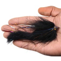 # Leurre de pêche à la mouche 2/0 Bunny Tail Streamer avec tête masquée et yeux de poisson 3D en époxy pour eau salée, pour la pêche au bar, au brochet, au musky et au steelhead