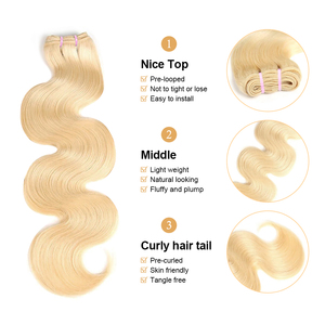 Lot de cheveux humains vierges non traités # Tissage de cheveux humains blonds 613 lisses et soyeux, 10-22 pouces - Product Image 2