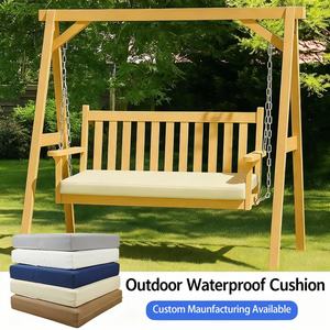 Coussins de banc d'extérieur matelassés imperméables en cuir personnalisés avec insert en mousse à mémoire de forme, amovibles et lavables, forme oblongue solide - Product Image 2