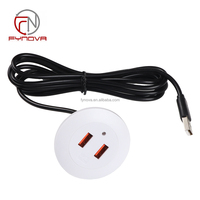 Cargador USB Doble de Diseño Redondo para Escritorio, Enchufes y Tomas de Corriente para Muebles de Oficina con Adaptador EU/US/UK, Superventas