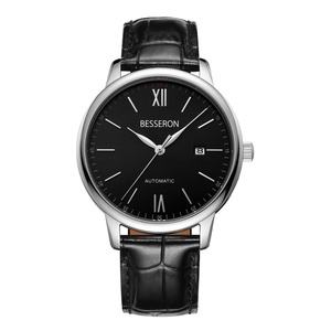 Montre automatique de sport de luxe pour homme avec aiguilles lumineuses, marque OEM, acier noir, cuir, mouvement Miyota, style professionnel personnalisé - Product Image 2