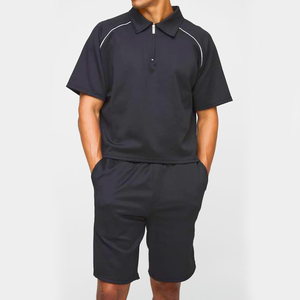 Black Oversized Boxy Polo & Short <b>Set</b> <b>2</b> <b>Piece</b> Lounge <b>Sets</b> Black And <b>White</b> Essentials <b>Set</b> - Product Image 1