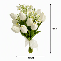 Bouquet de mariée en tulipes artificielles blanches, bouquet de fleurs artificielles à tenir en main pour cérémonie, anniversaire et décoration de fête