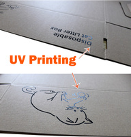 Bac à litière pour chat en carton kraft personnalisé, jetable, imperméable, pliable, portable, avec poignées, impression UV