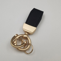 Porte-clés de voiture en cuir texturé Litchi Macaron brillant, multicolores, avec anneau doré, anti-perte