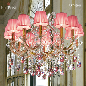 Nouveau design personnalisé projet grand lustre en cristal de luxe de style Maria Theresa blanc fumé bleu or plaqué rose pour hôtel