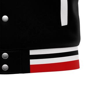 แจ็กเก็ตเบสบอลปักสีขาวและสีดำของผู้ชายว่างเปล่า - Product Image 4