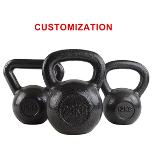 Kettlebell en <span class=keywords><strong>fonte</strong></span> noire pour usage domestique et en salle de sport, fourniture d'usine, vente en gros, entraînement de force, kettlebell personnalisable avec logo - Product Image 4