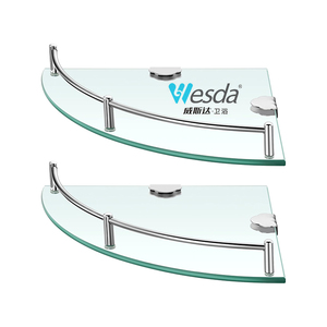 Étagère d'angle <span class=keywords><strong>murale</strong></span> moderne en acier inoxydable durable et <span class=keywords><strong>verre</strong></span> trempé, écologique, pour salle de bain, cuisine, lavabo, maison, hôtel - Product Image 1