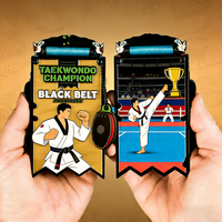 Médailles et trophées sportifs personnalisés en métal en forme de diamant pour le Taekwondo et le Kickboxing