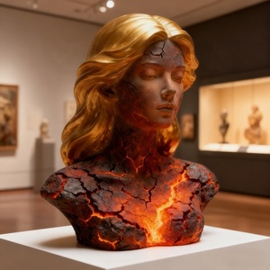 Figura de Resina del Personaje Blazing Maiden de SE7ART, Pintada a Mano con Patrón de Magma, Chica de Llama Roja con Alma Rota, Decoración de Halloween - Product Image 4