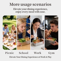 Boîte de préparation des repas en acier inoxydable 304 avec couvercle, boîte à portions étanche et compatible micro-ondes pour aliments chauds et froids, logo personnalisé