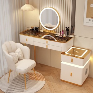 Table de toilette de style moderne pour chambre à coucher, ambiance minimaliste intelligente, en panneaux de pin - Product Image 2