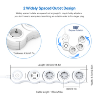 Multiprise domestique européenne allemande 3/4/5 prises avec 4 ports USB 16A 230V, en PC ignifuge, certifiée CE