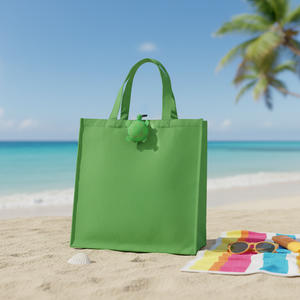 Borsa a tracolla media in tela di juta alla moda con stampa serigrafica e coulisse, ideale per la spiaggia, l'uso quotidiano o come regalo - Product Image 3