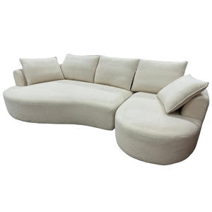 Juego de sofá de esquina Sherpa curvo de tela Simple nórdica modular seccional para Hotel/apartamento Villa sala de estar/comedor madera decorativa - Product Image 3