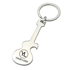 Porte-clés ouvre-bouteille en métal avec logo personnalisé, en alliage de zinc, en forme de guitare, pour cadeau promotionnel - Product Image 1