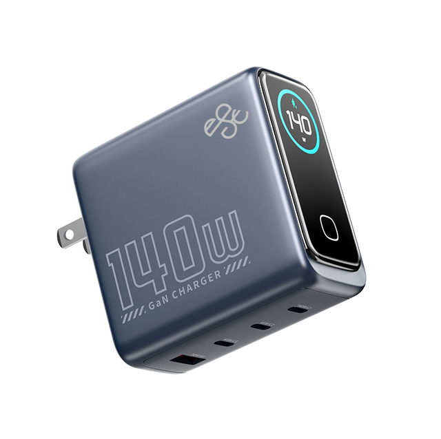 140W GaN LCD Display High Power Adapter EU&US Plug USB C Wall Charger with 4 Ports 1A+3C Multi Fast Charging PD140W for Laptop