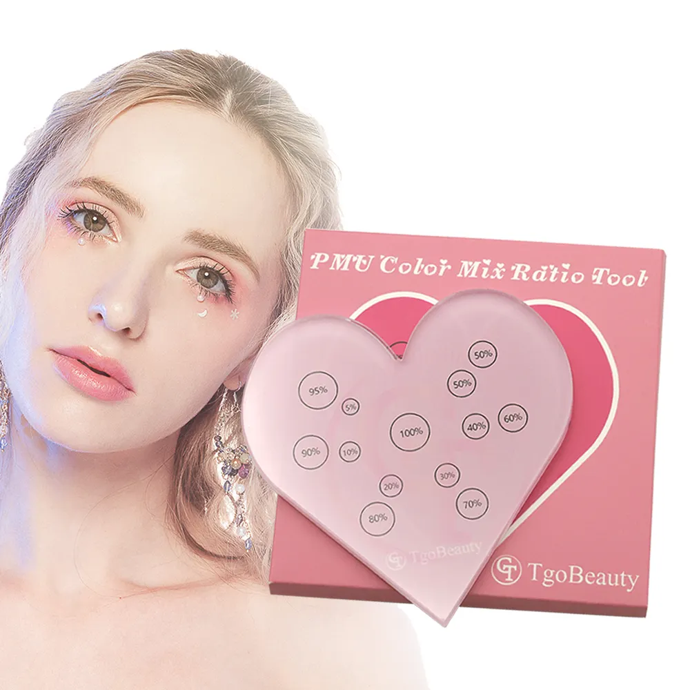 Tgobeauty công cụ tỷ lệ màu lông mày màu hồng công cụ tỷ lệ pha trộn màu trái tim Acrylic đại diện trực quan rõ ràng của tỷ lệ trộn
