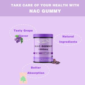 OEM Vente chaude - Personnalisable - Gommes de N-acétylcystéine 1000 mg, complément alimentaire pour enfants et adultes - Soutien antioxydant et système immunitaire - Product Image 6