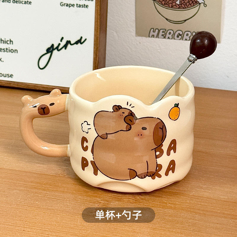 [Cup Round Spoon] Capybara Stacking Cups - Large Back Small