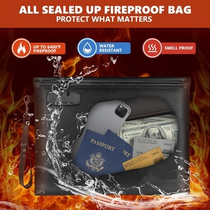 Bolsa de almacenamiento de seguridad con cierre de cremallera, bolsa impermeable para documentos ignífugos, organizador para gestión de <span class=keywords><strong>archivos</strong></span> de pasaporte en efectivo - Product Image 2