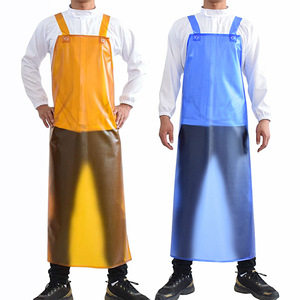 Tablier de travail imperméable, résistant à l'huile, aux acides et aux alcalis, pour la cuisine et le nettoyage, pour hommes et femmes, grande taille, couleur unie, longueur longue - Product Image 1