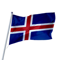 Produit promotionnel prêt à être expédié, drapeau d'islande, 3x5 pieds, 100% Polyester, drapeau d'islande avec œillets en laiton, drapeau d'islande
